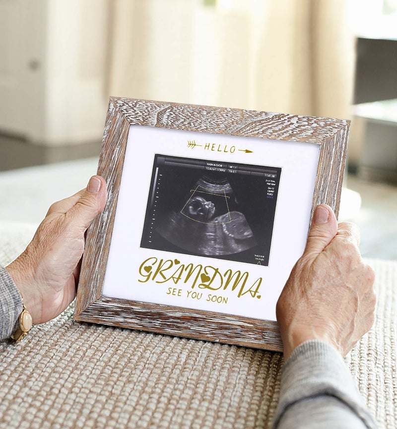IHEIPYE Grandma Sonogram Picture Frame - Baby Announcement Gifts - Pregnancy Announcement Gift, Hello Grandma See You Soon, Weathered White - Image 3